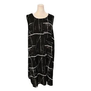Patrizia Luca Milano Black Abstract Sleeveless Dress Size Small NWT